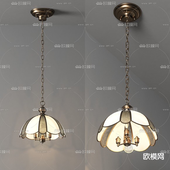 美式复古吊灯3d模型下载