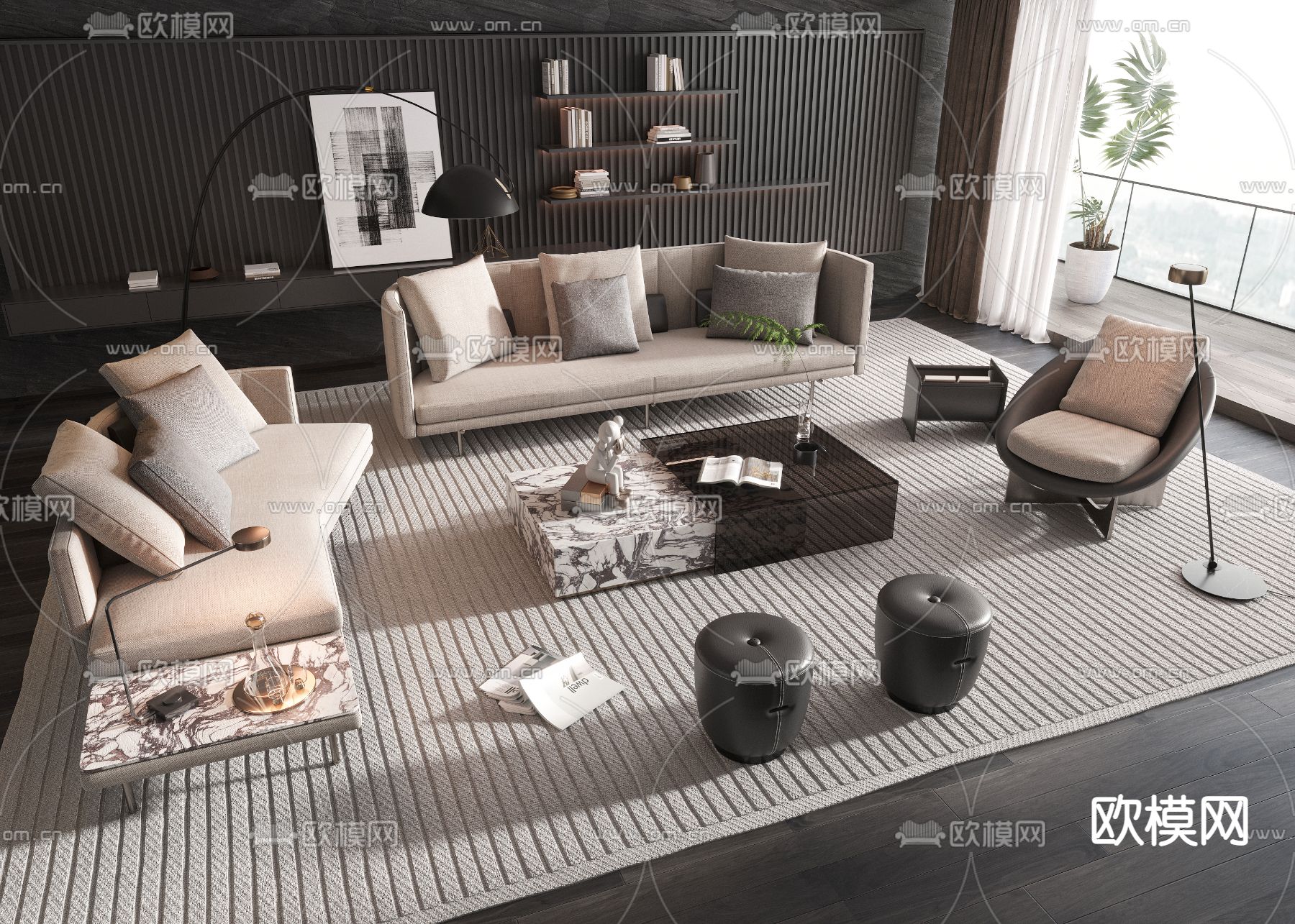 Minotti 米洛提 组合沙发3d模型下载_ID12281021_3dmax免费模型-欧模网