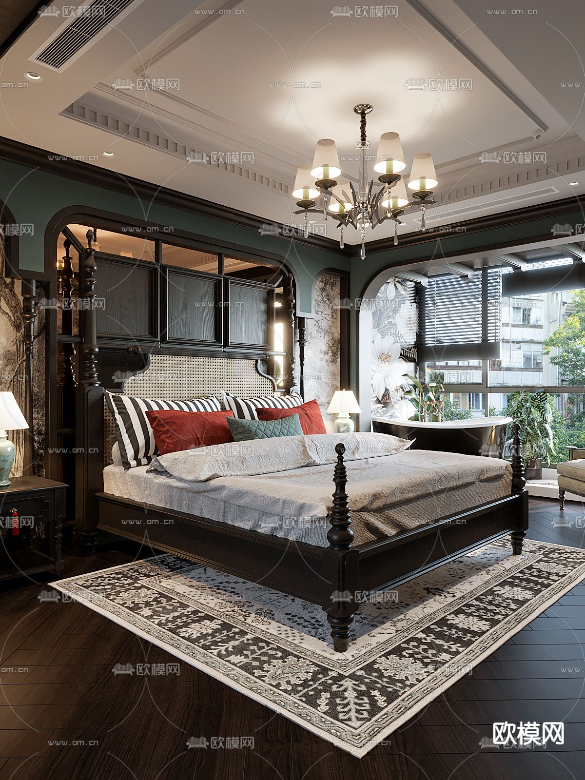 东南亚卧室 主人房3d模型下载（渲染图2）