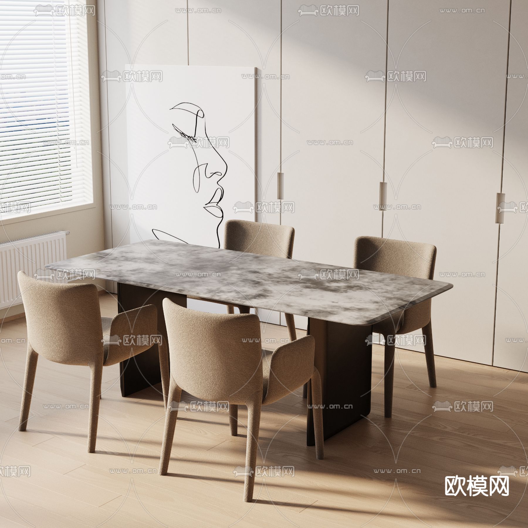 现代餐桌椅3d模型