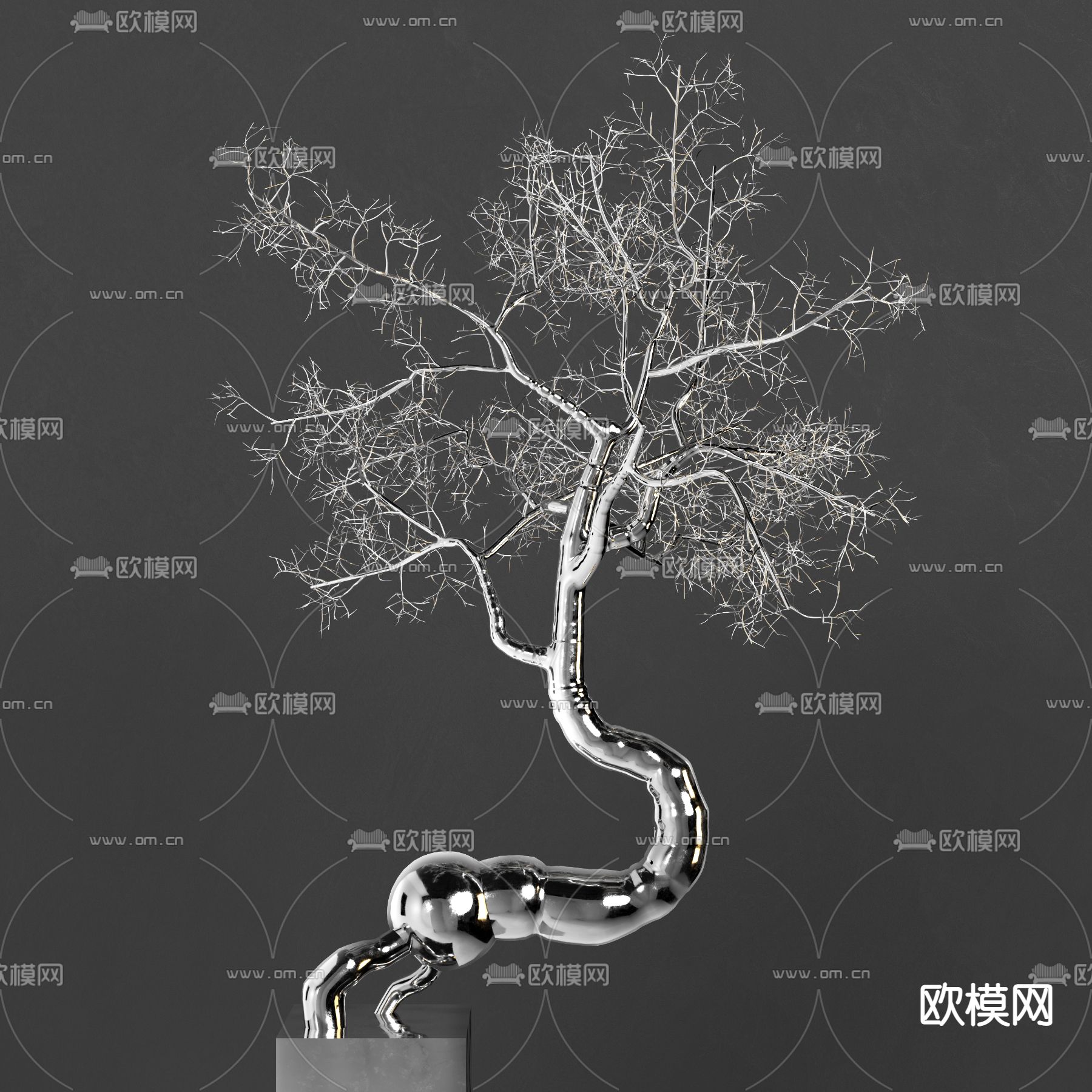 金属树雕塑 摆件3d模型下载