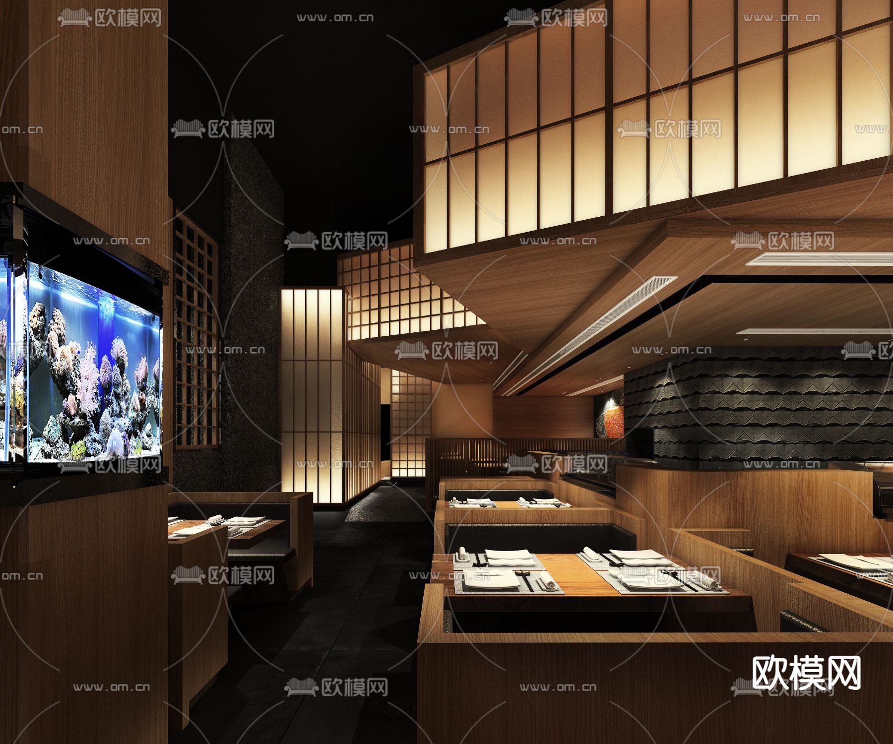 日式日料餐厅3d模型下载