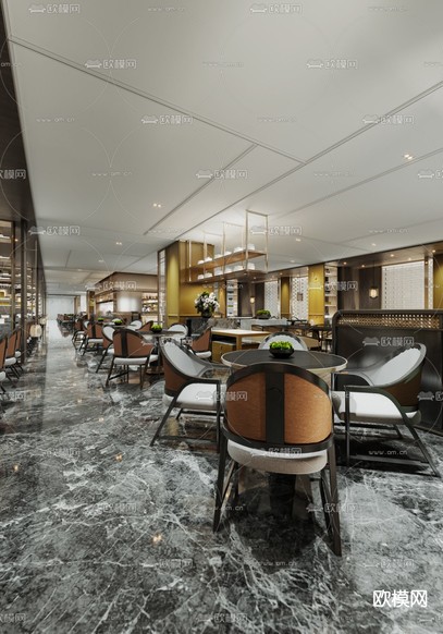 全日制餐廳 酒店自助餐廳3d模型下載(渲染圖2)