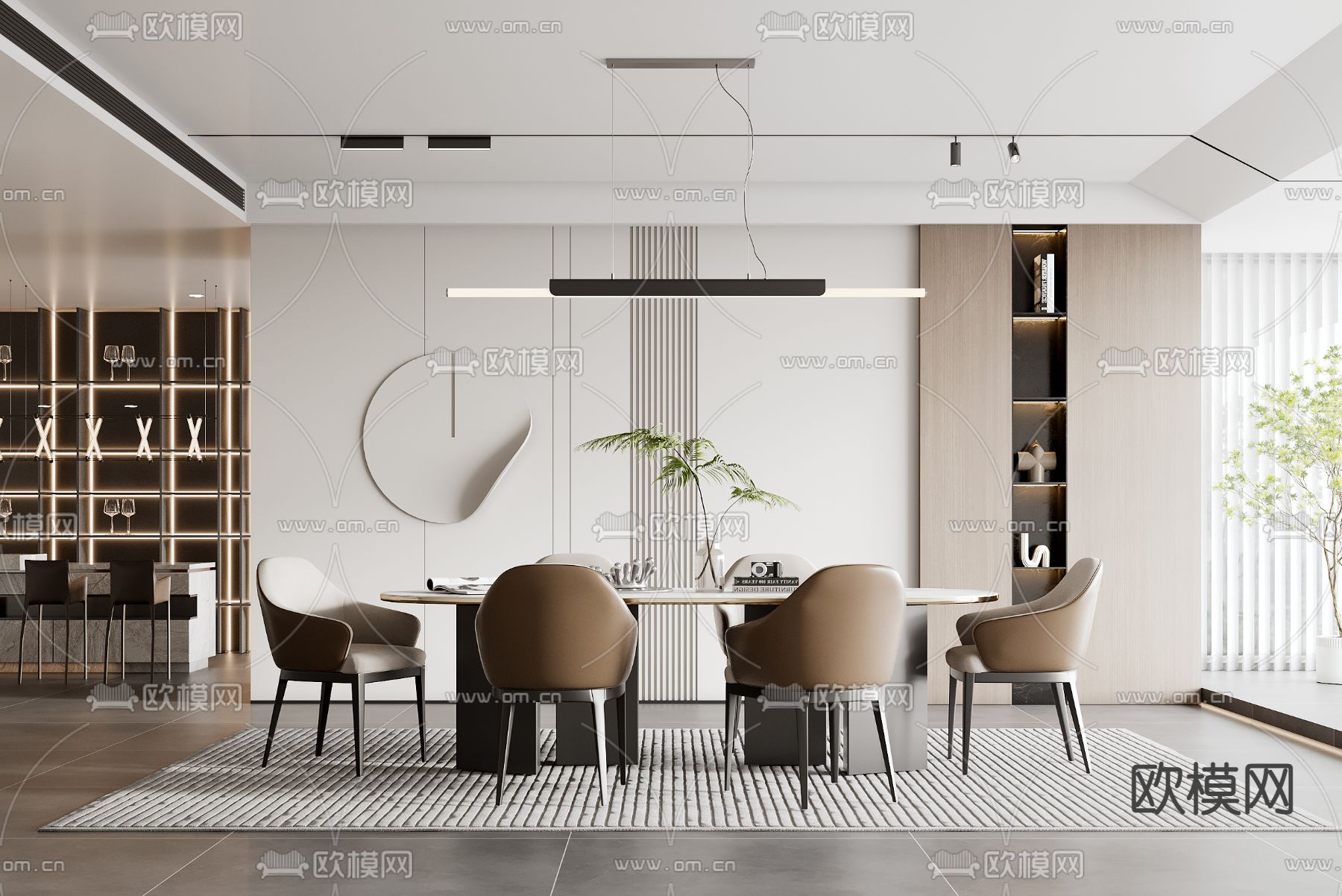 现代餐厅3d模型下载
