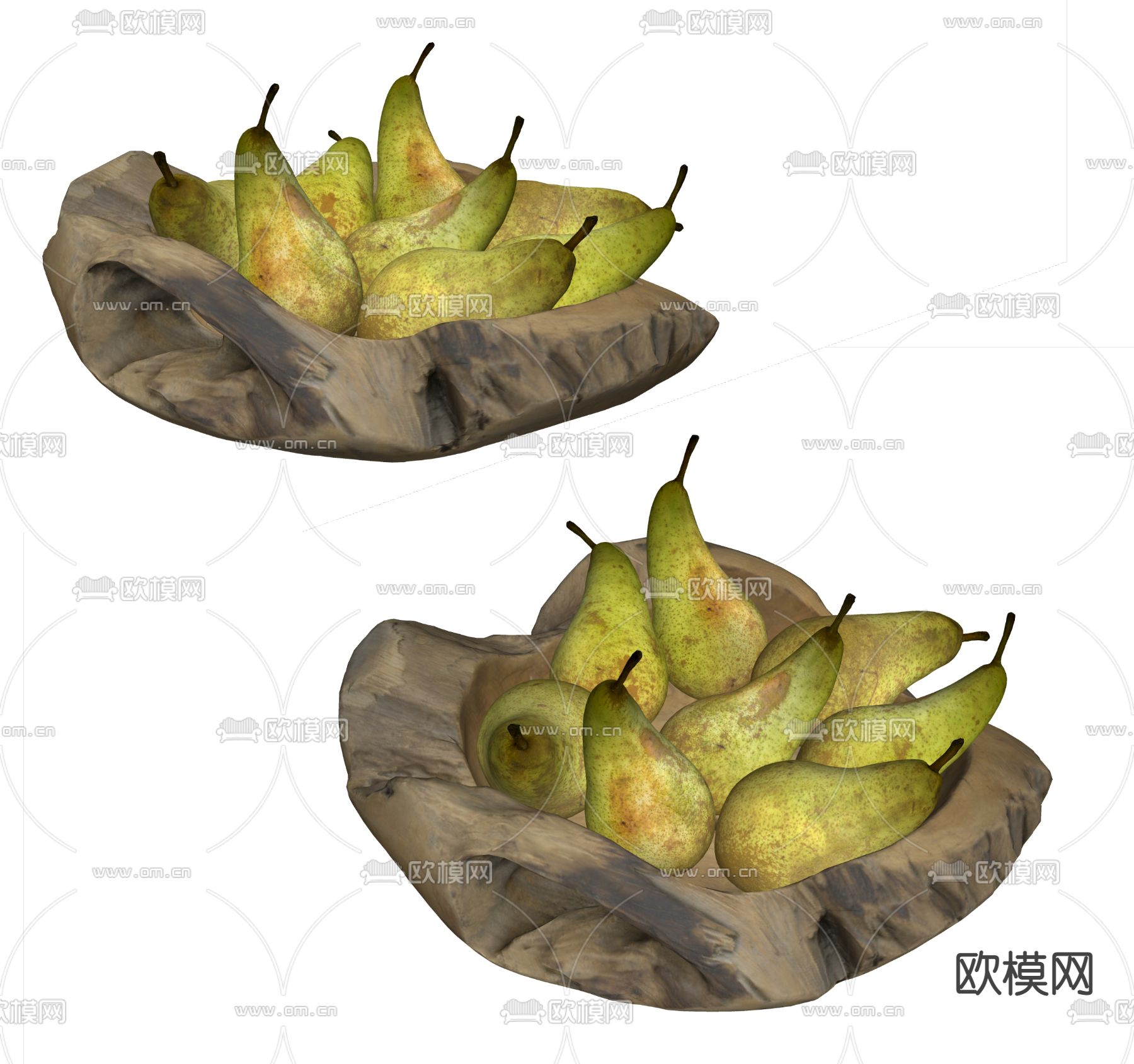 侘寂鸭梨 果盘su模型下载（渲染图2）