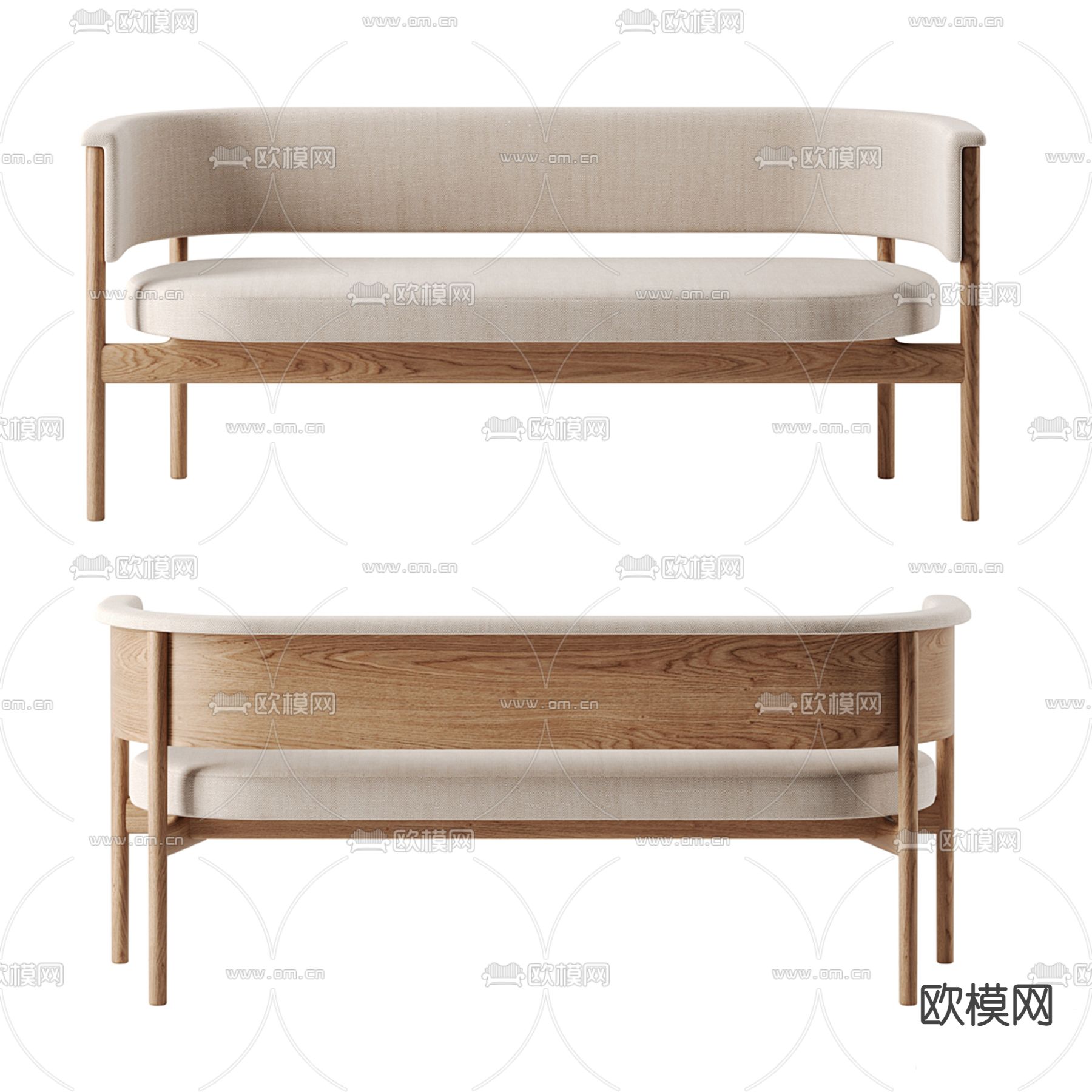 侘寂风多人沙发3d模型下载