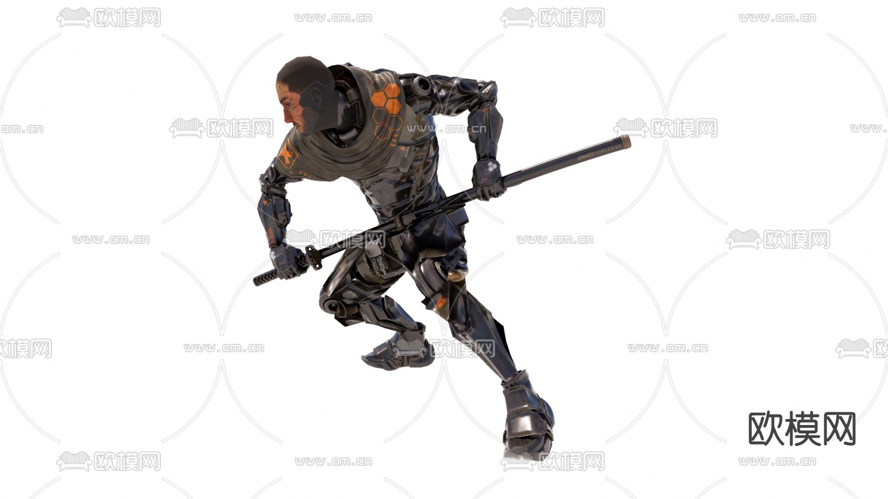 赛博机器刀客 手办su模型下载（渲染图2）