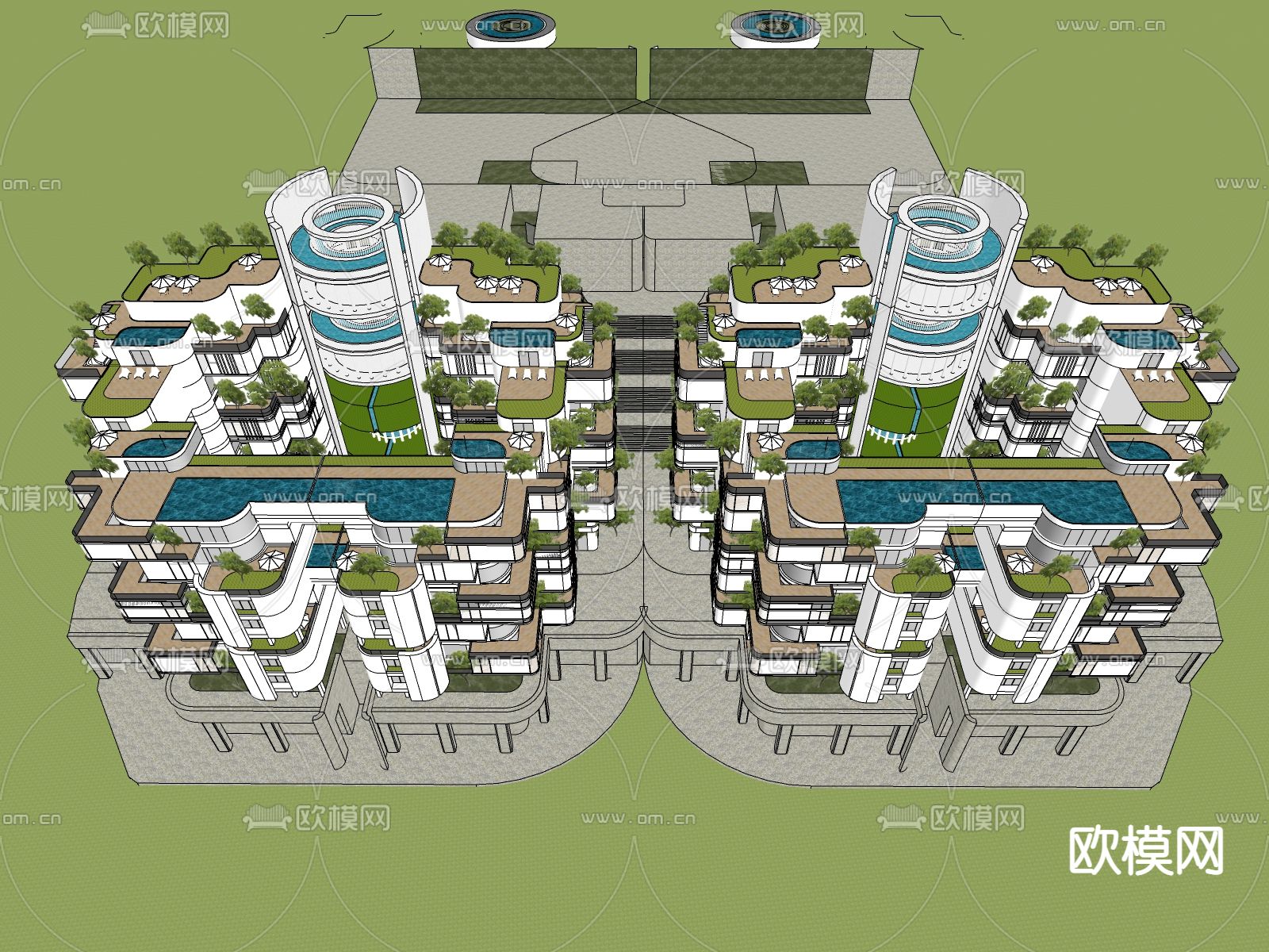 多层住宅 建筑外观su模型