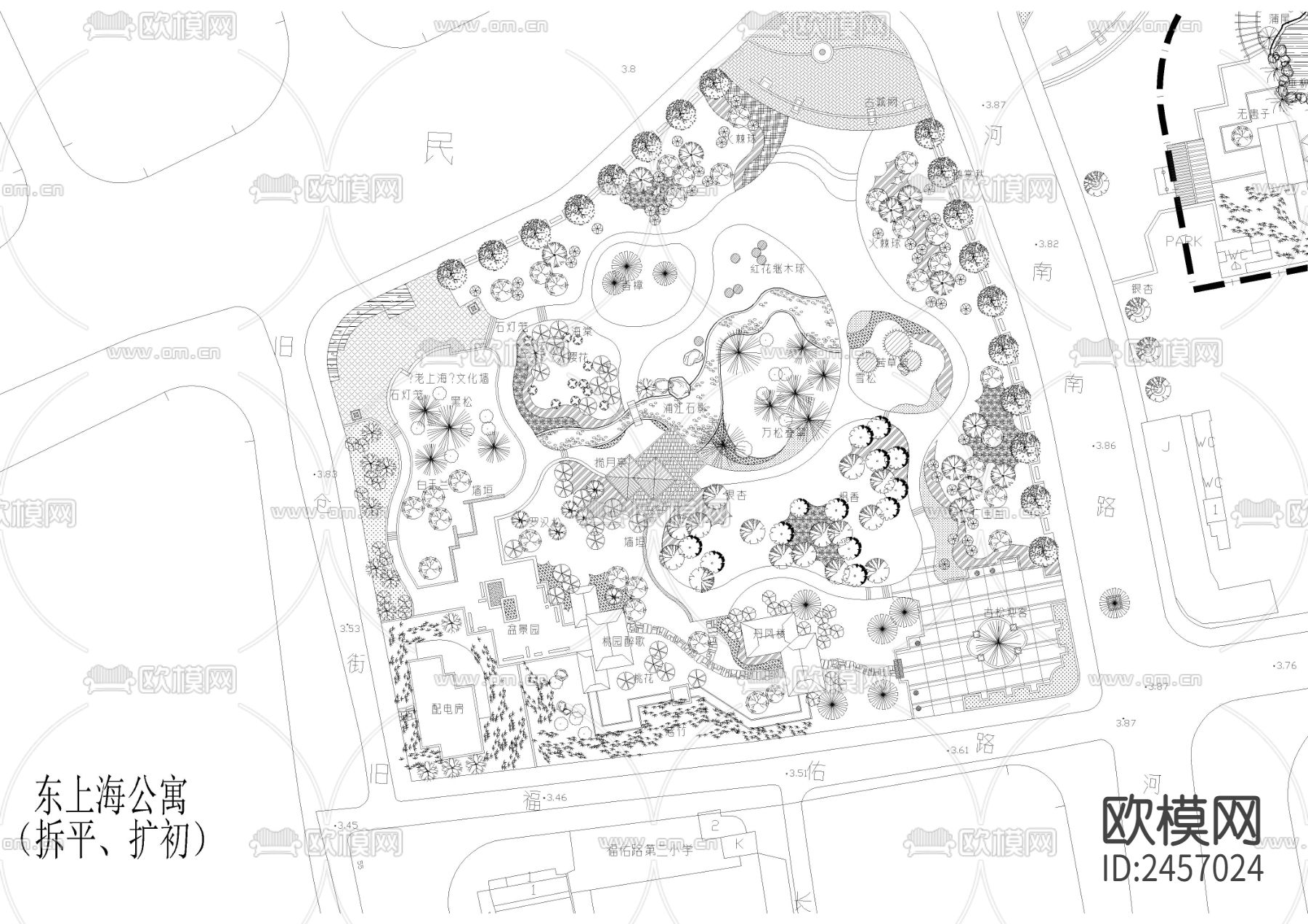 古城公园规划cad平面图下载（渲染图1）
