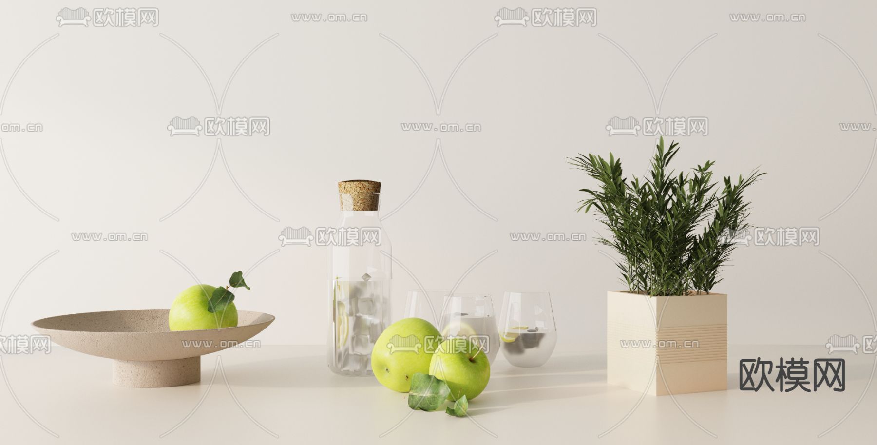 绿植果盘 茶杯茶具3d模型下载