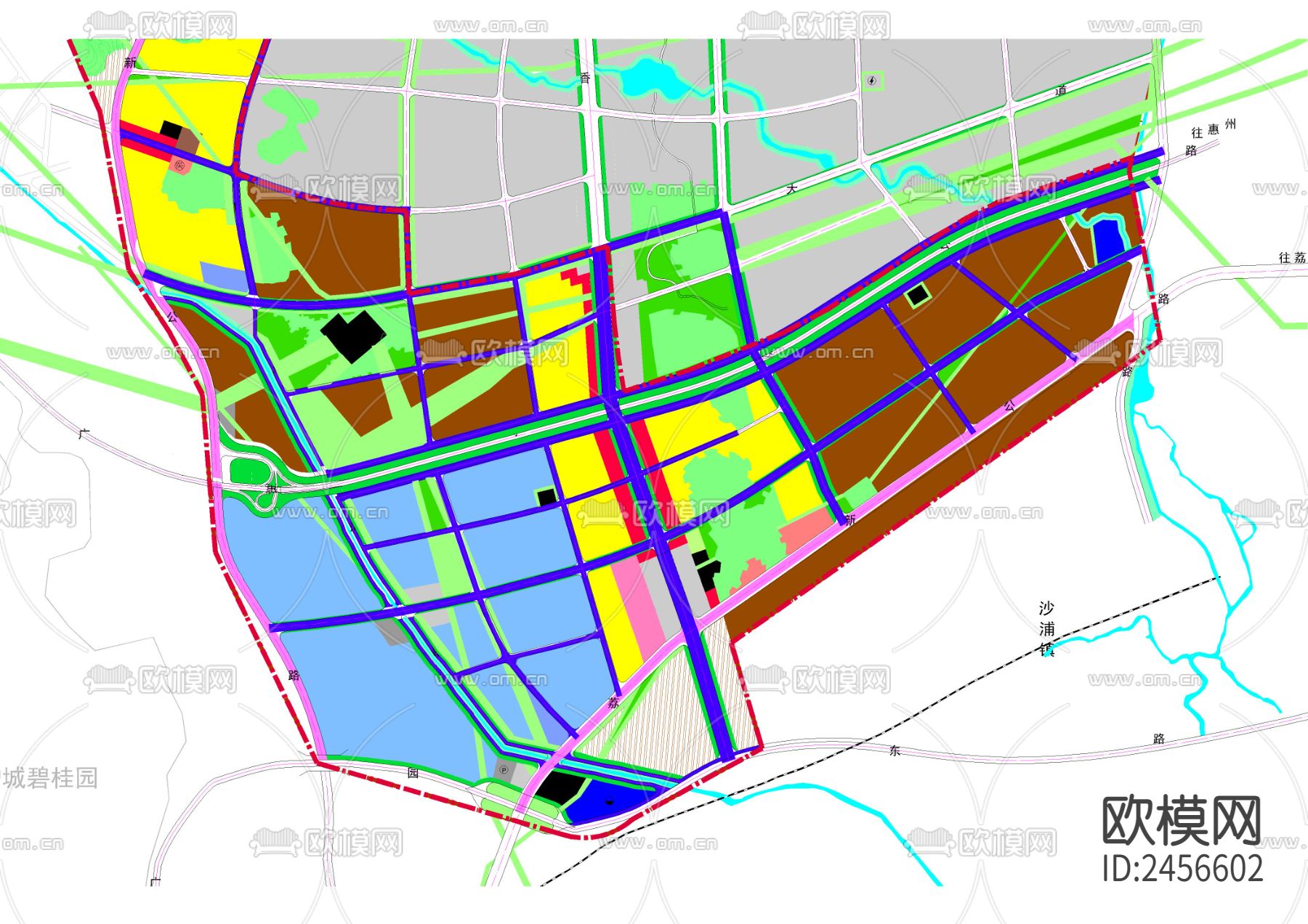 产业园土地利用规划cad平面图下载（渲染图3）