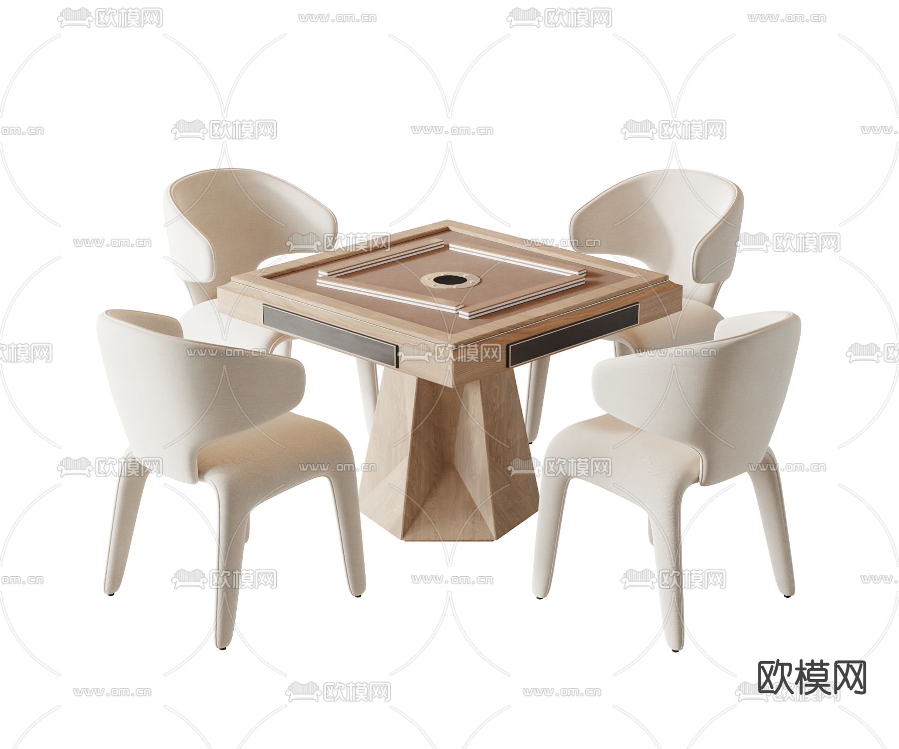 侘寂风麻将桌椅 娱乐桌椅su模型下载（渲染图1）