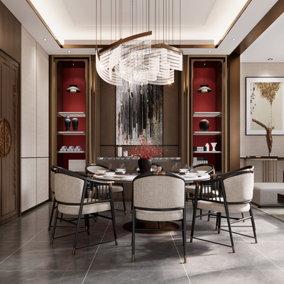  新中式中餐厅包间 包房 包厢su模型 