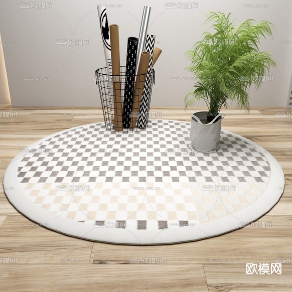 侘寂圆形地毯3d模型下载