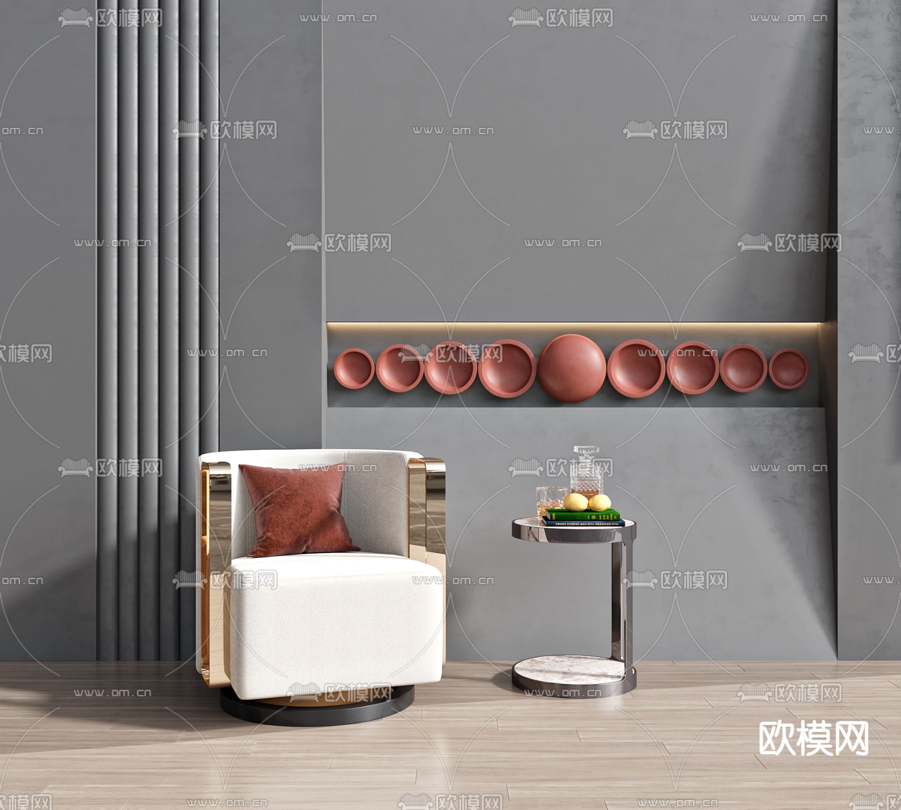 轻奢风单人沙发3d模型下载