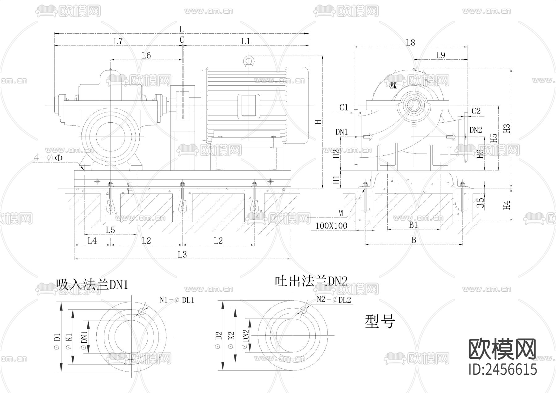 水泵CAD施工图下载（渲染图5）