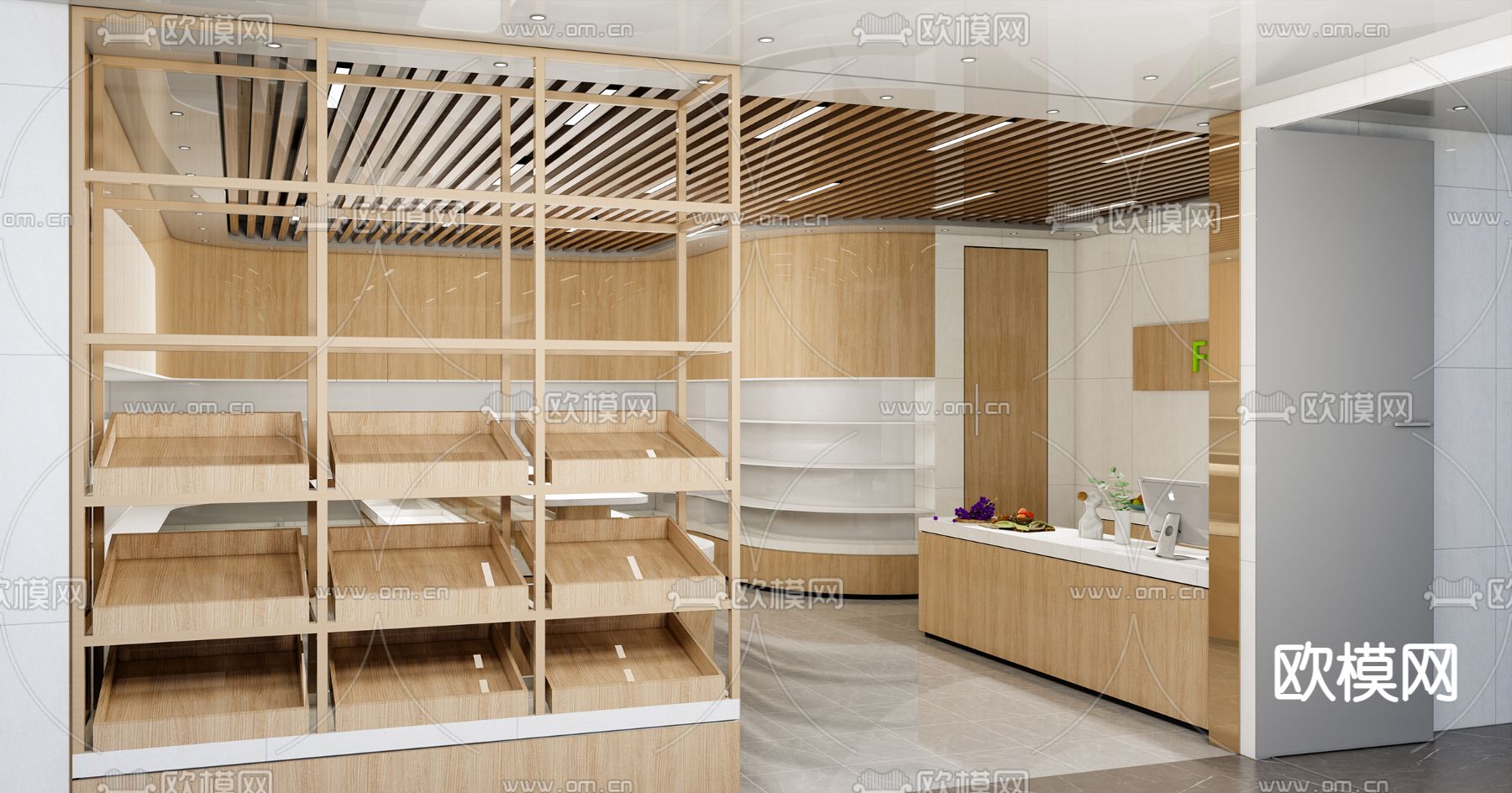 现代水果店su模型下载（渲染图2）