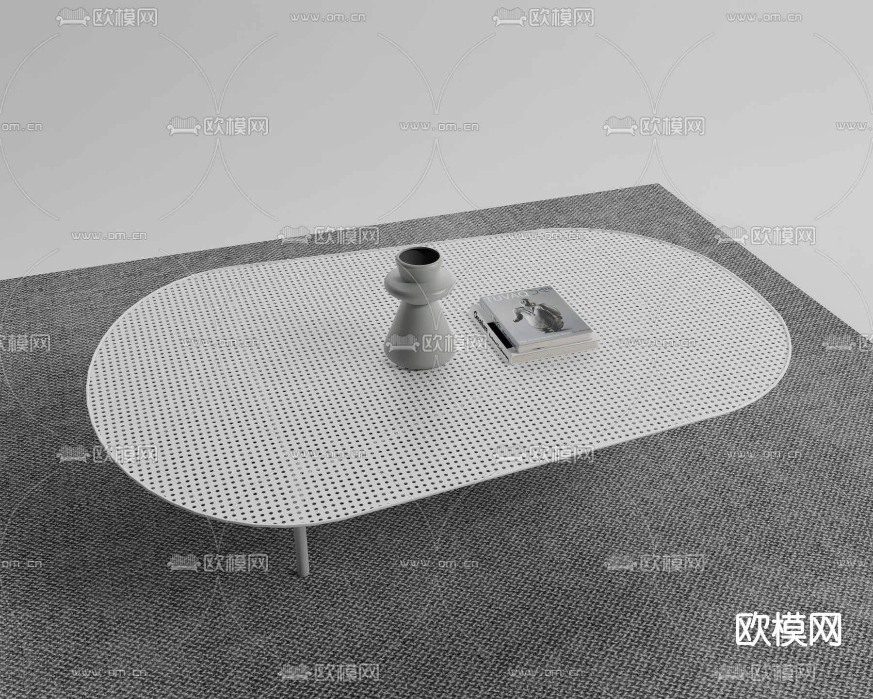 现代金属镂空茶几su模型
