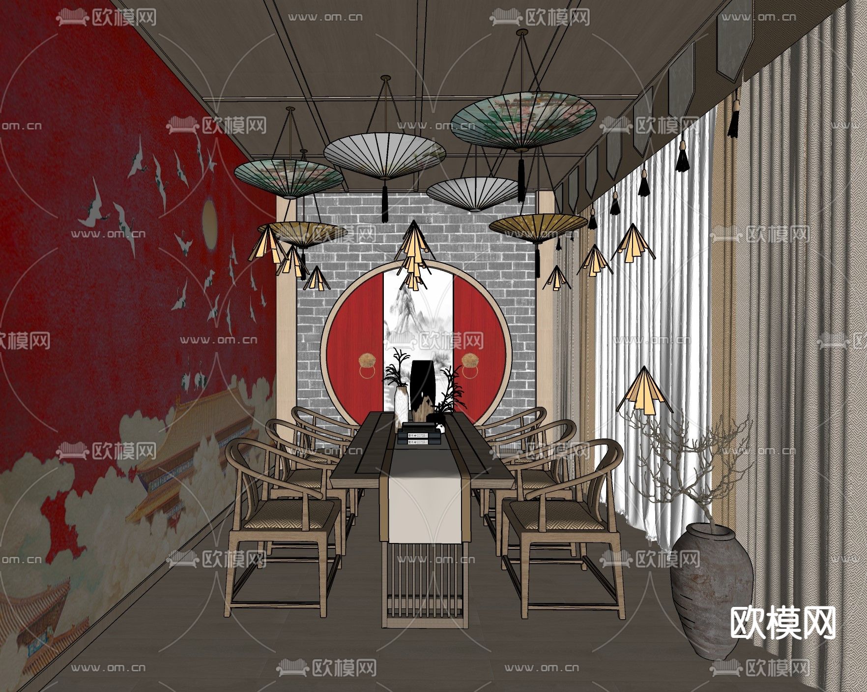 新中式剧本杀su模型下载（渲染图2）