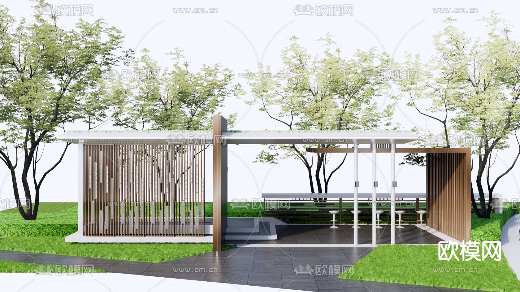 现代廊架 景观亭su模型
