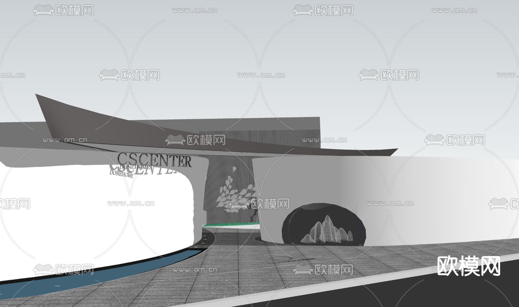 现代小区入口大门su模型