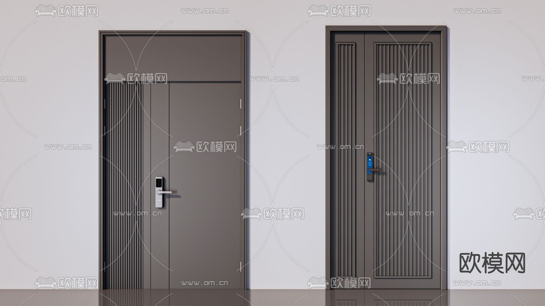 现代防盗门 入户大门 单开门su模型