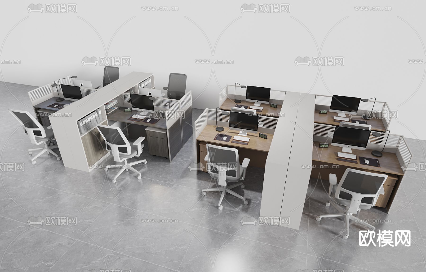 办公桌椅 卡位办公桌3d模型下载