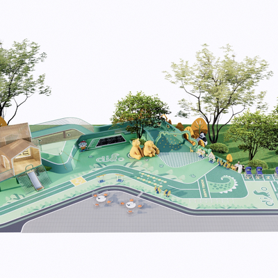  现代儿童游乐区su模型 