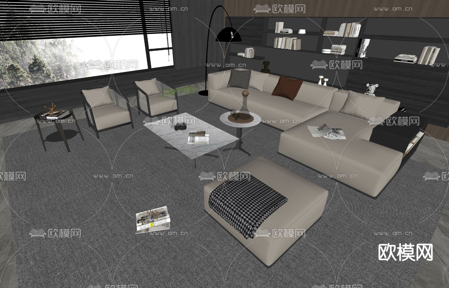Flexform 组合沙发su模型下载（渲染图2）