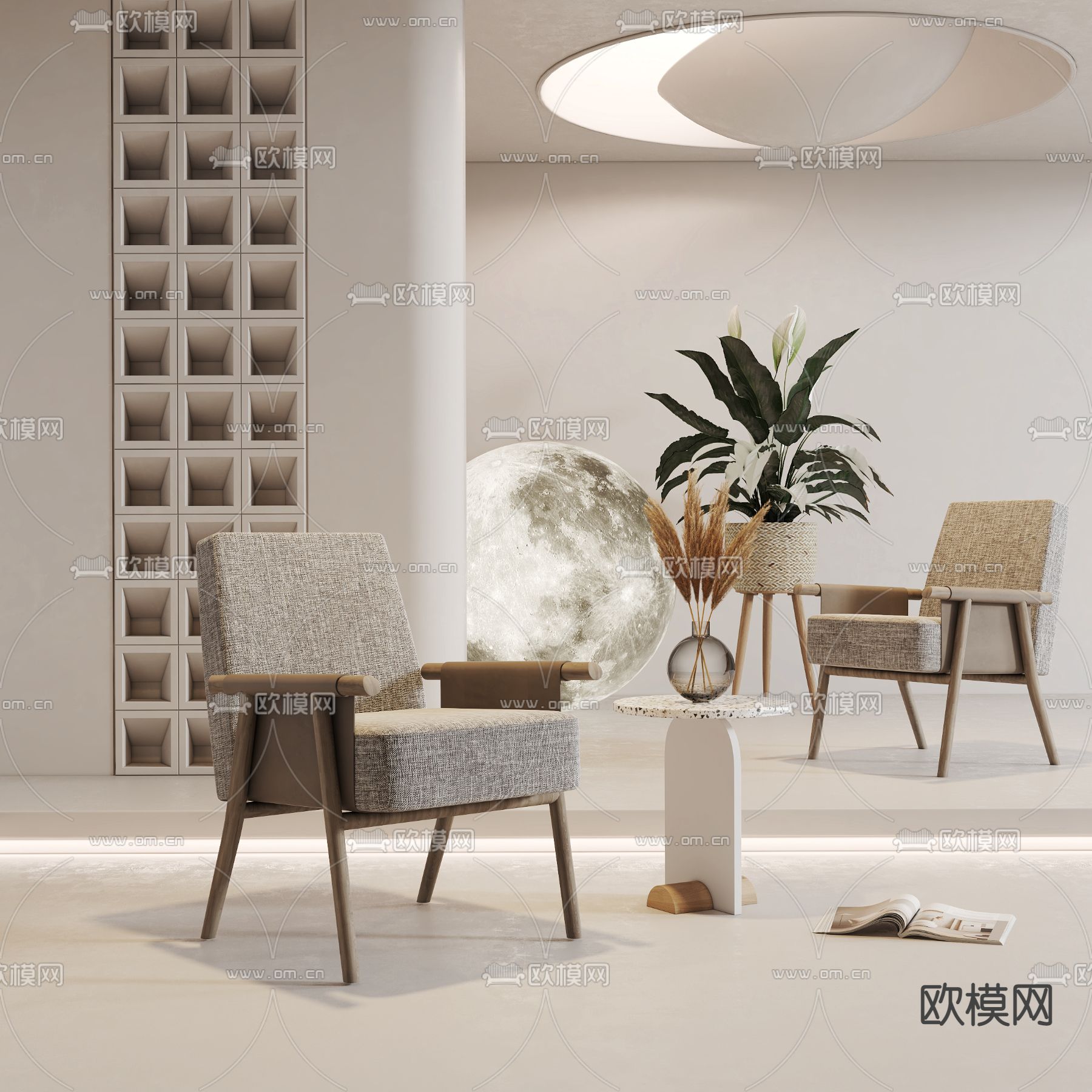 侘寂风休闲椅子su模型下载_ID12277300_sketchup模型下载-欧模网