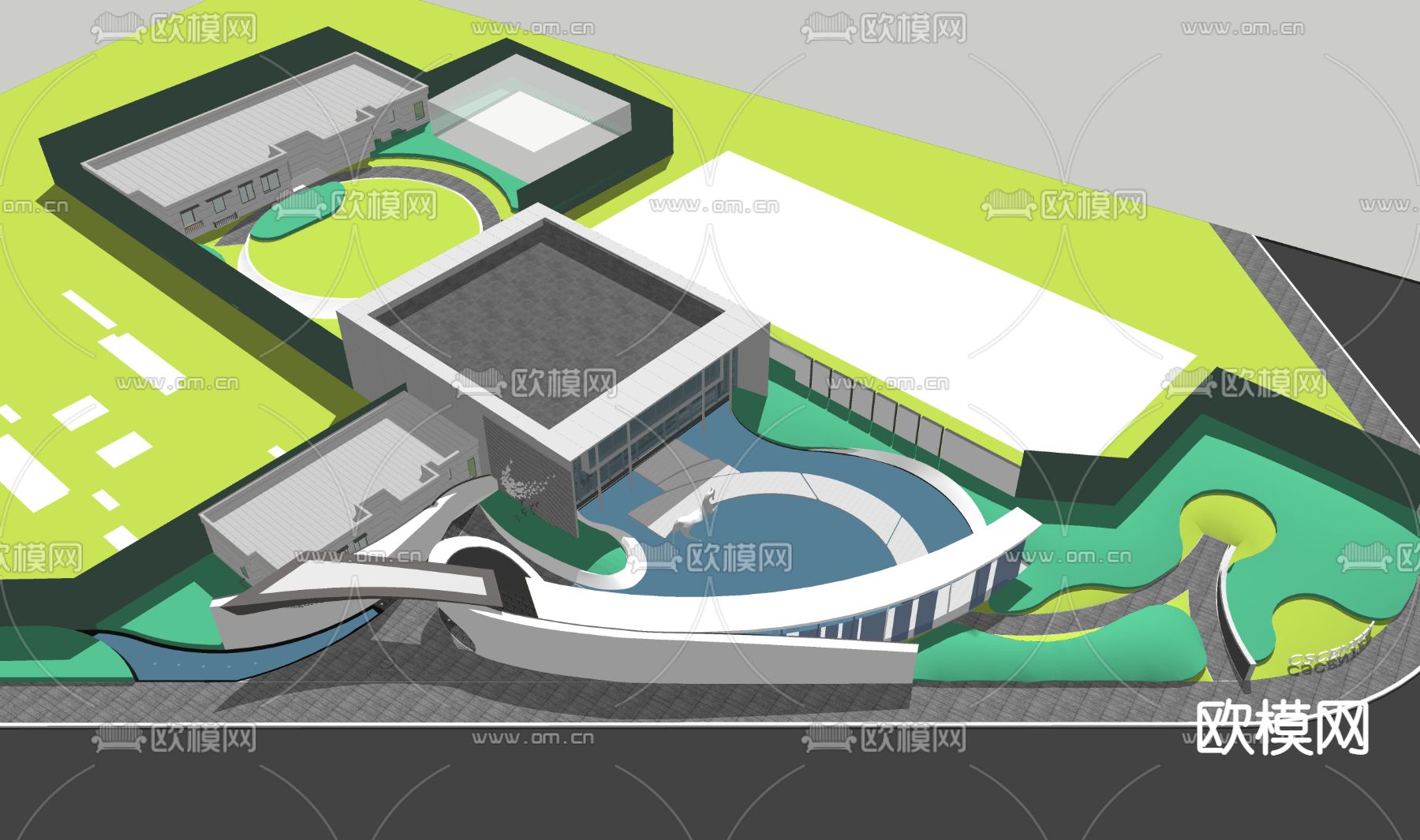 现代小区入口大门su模型