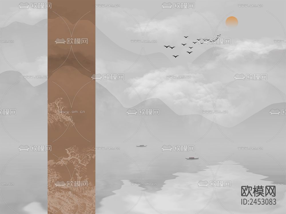 中式山水壁纸下载（渲染图2）