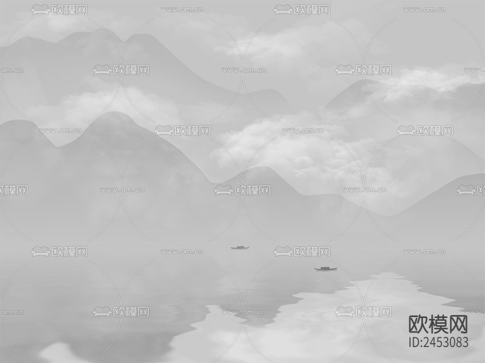 中式山水壁纸下载（渲染图1）