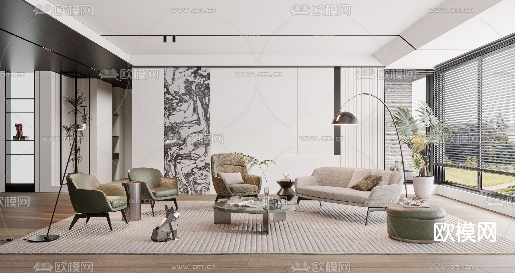 Minotti 米洛提 沙发茶几组合su模型下载_ID12280364_sketchup模型下载-欧模网