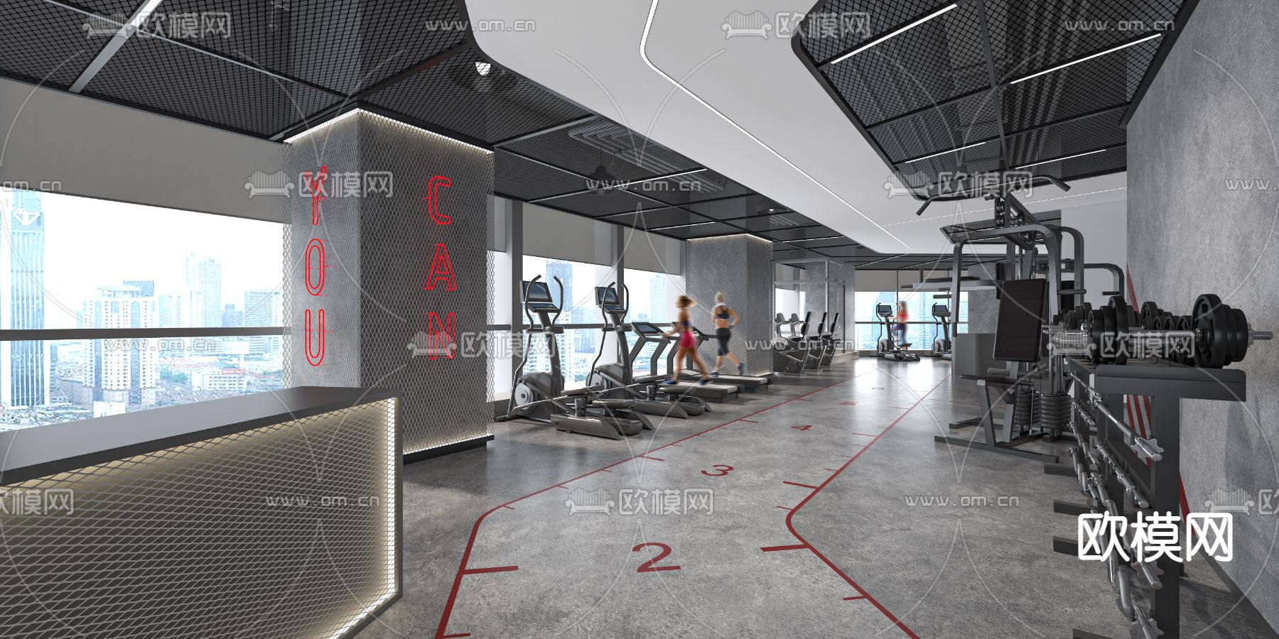 工业风健身房su模型下载（渲染图2）