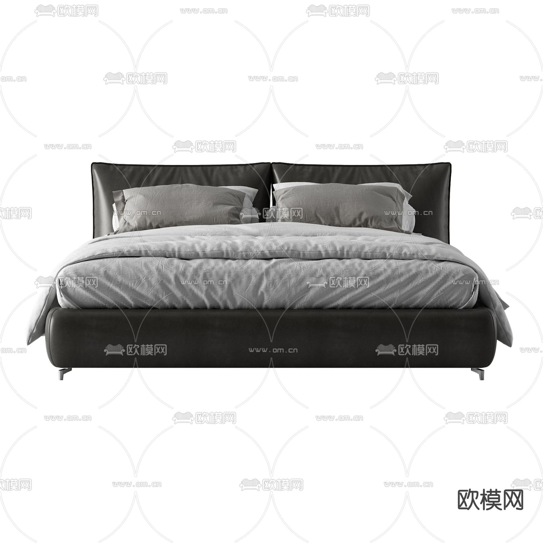 现代轻奢创意双人床免费3d模型下载
