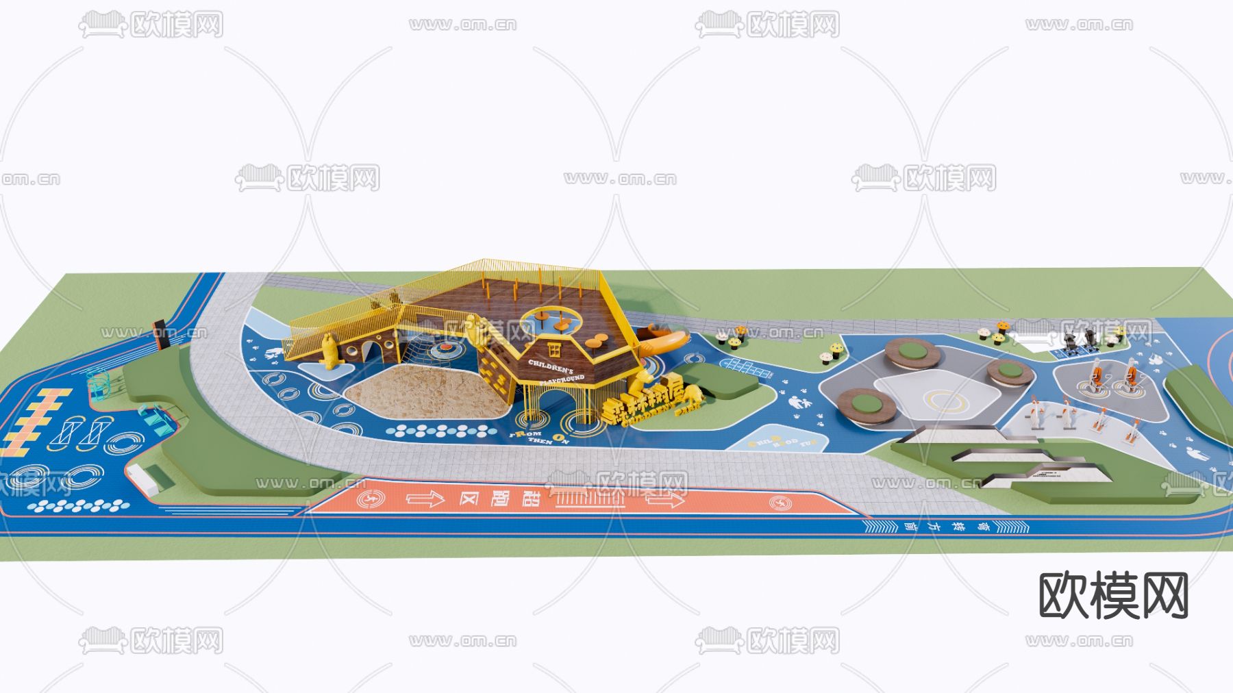 现代儿童游乐区su模型下载（渲染图1）