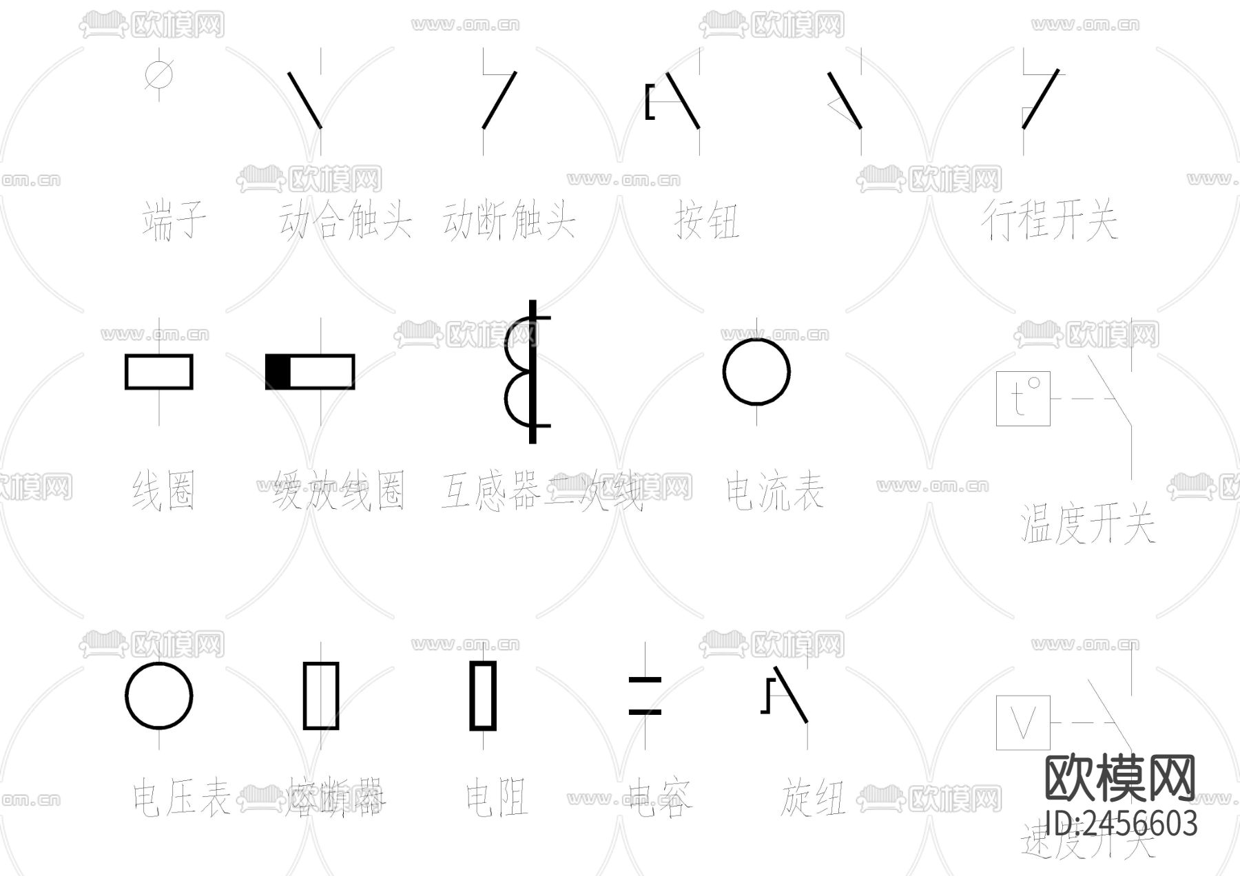 常用电气制图标准cad图库下载（渲染图2）