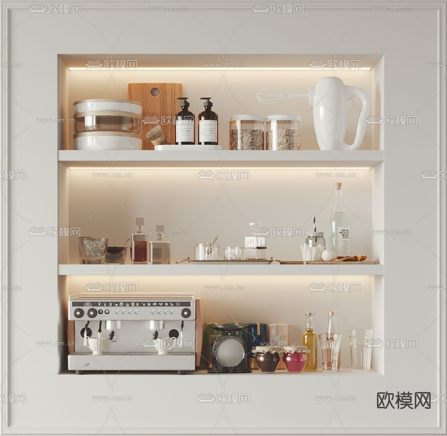 厨房用品 砧板 咖啡机su模型下载（渲染图1）