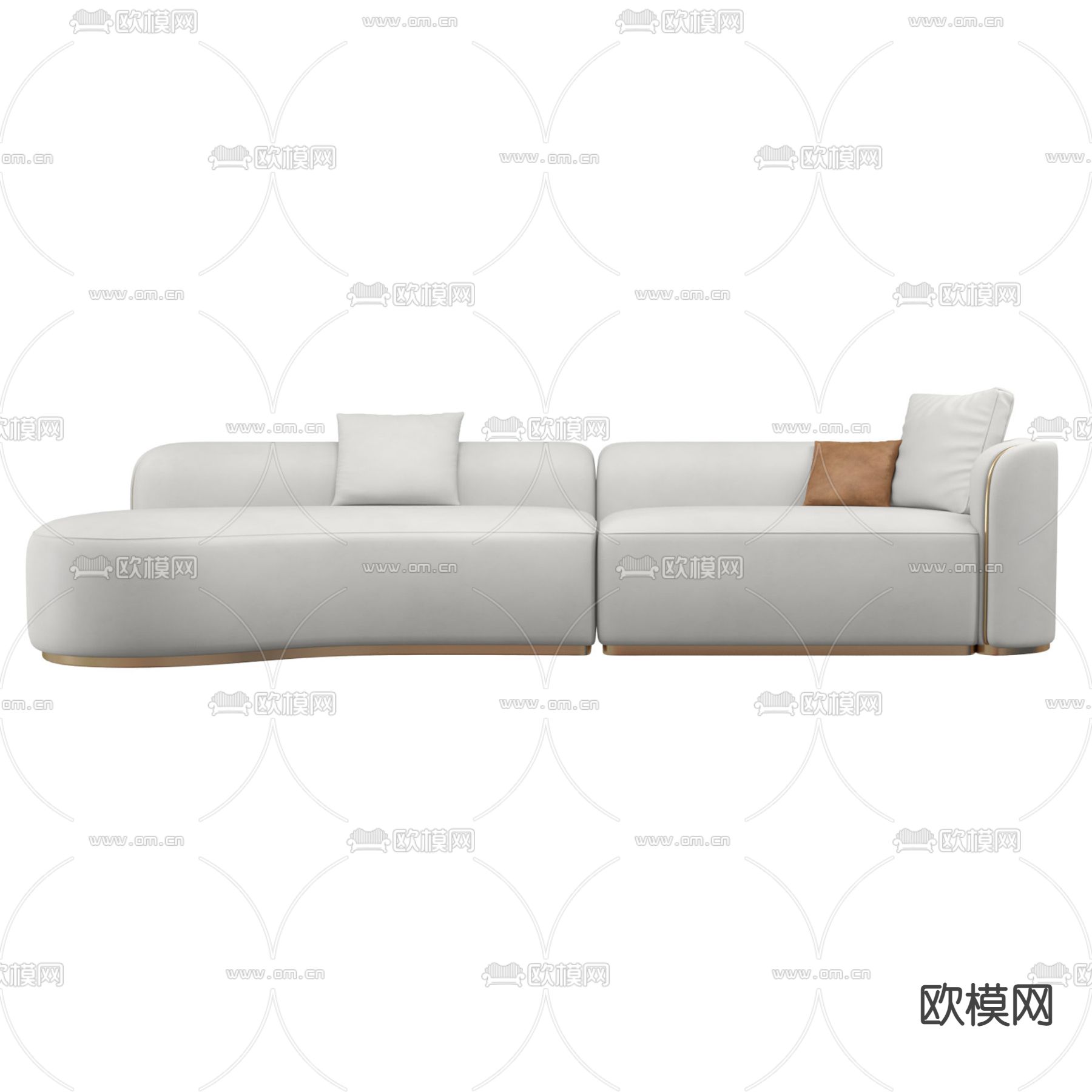 现代轻奢创意布艺多人沙发免费3d模型下载