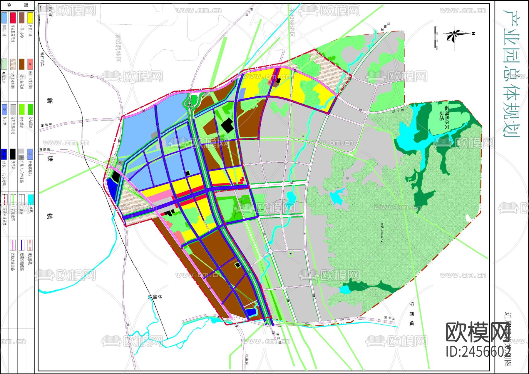产业园土地利用规划cad平面图下载（渲染图1）