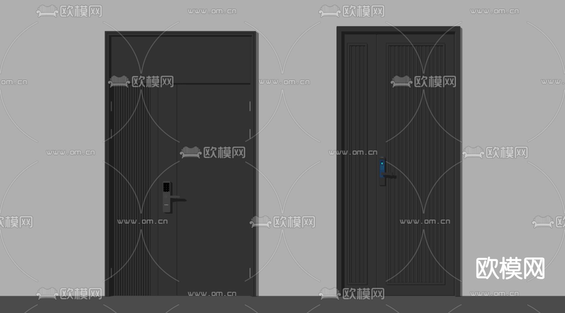 现代防盗门 入户大门 单开门su模型