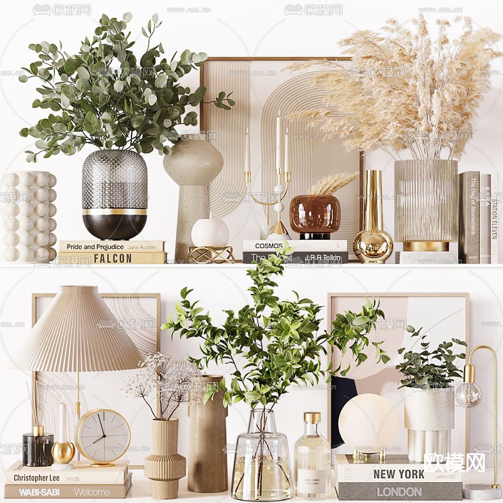 插花花瓶 书籍 器皿su模型下载