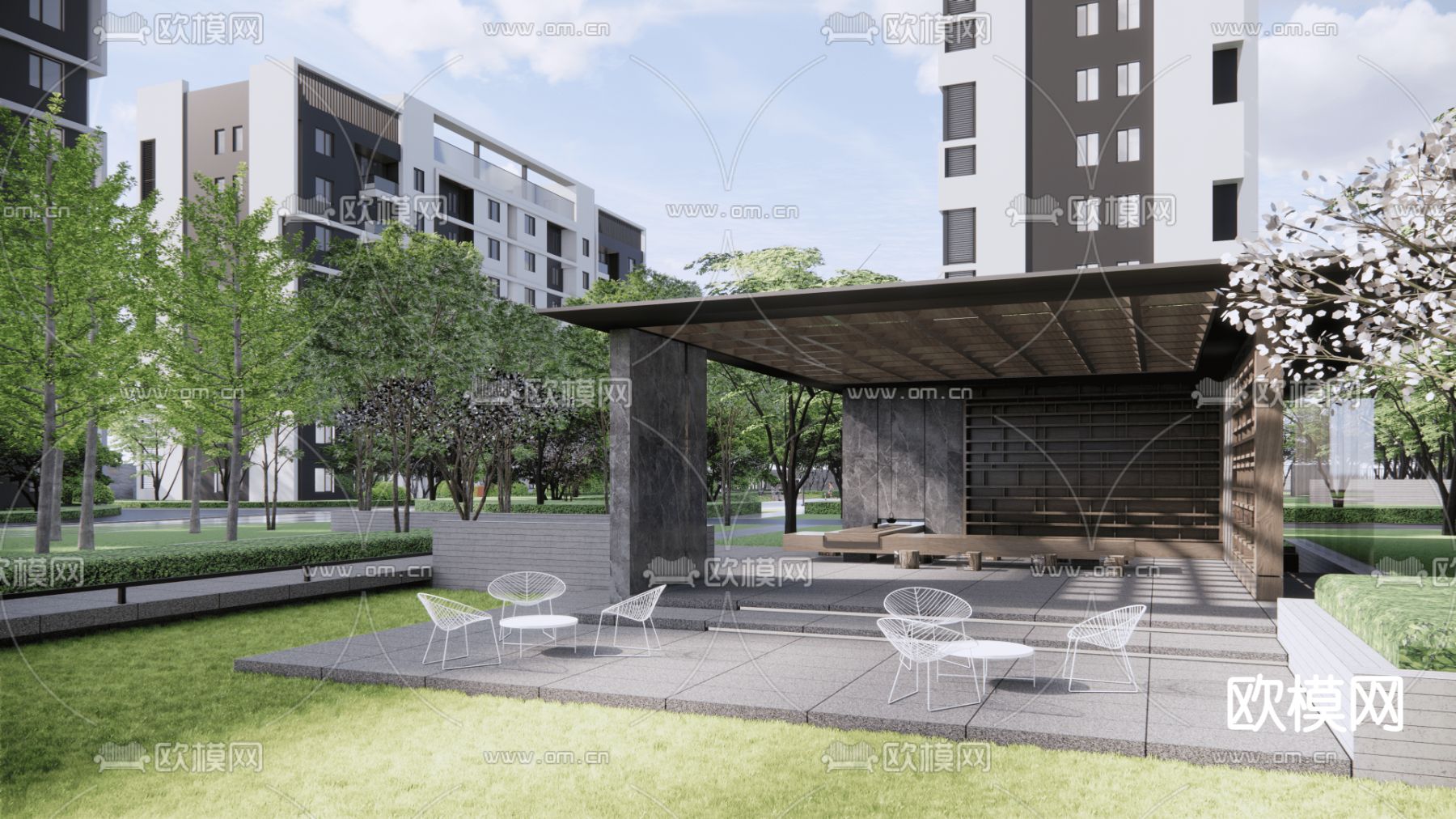 现代居住区鸟瞰su模型下载（渲染图6）