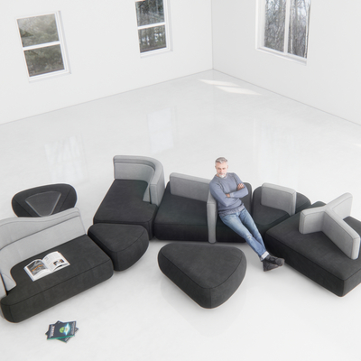  Ottawa拼接沙发 公共沙发su模型 