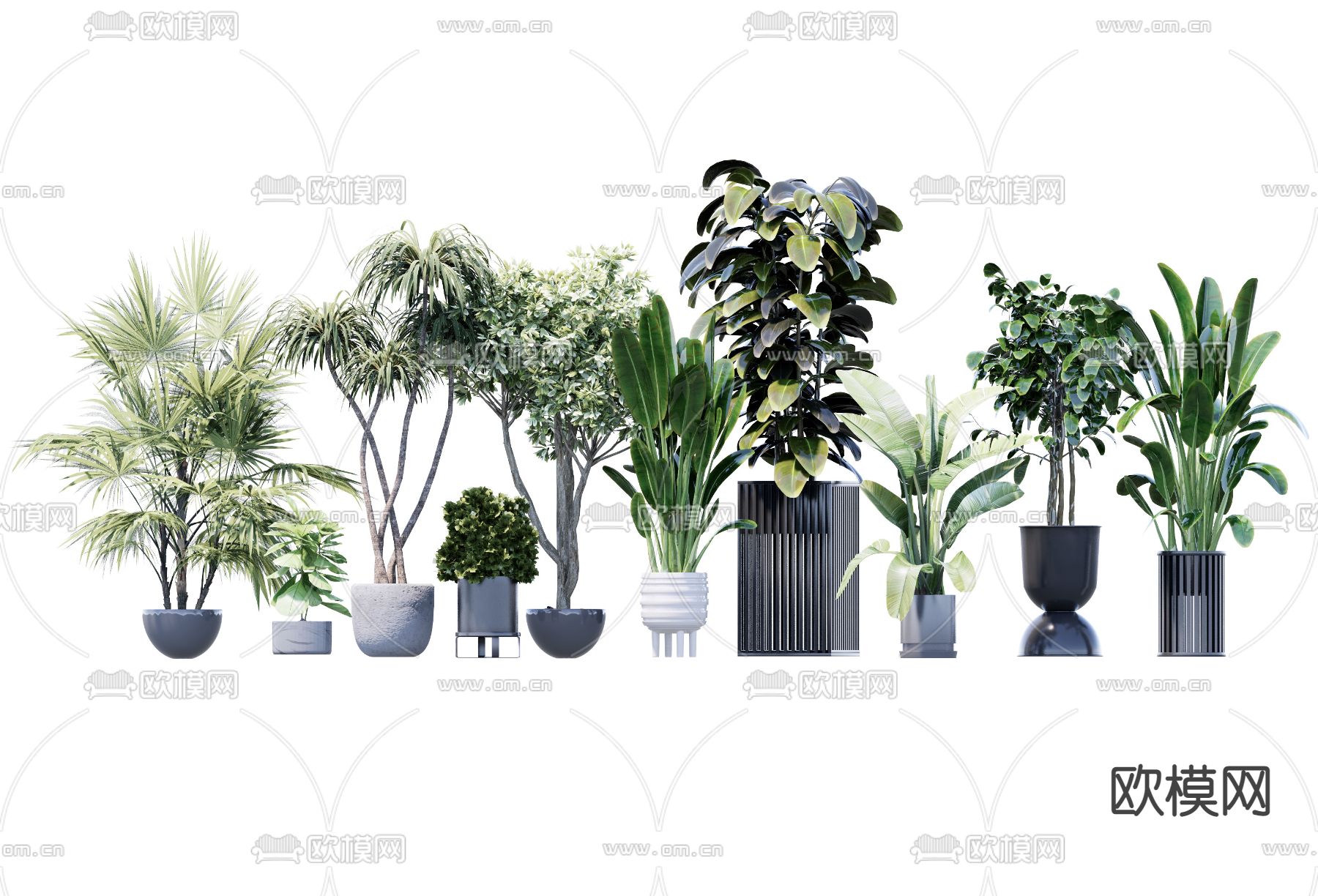 现代绿植盆栽 盆景su模型下载_ID12278031_sketchup模型下载-欧模网