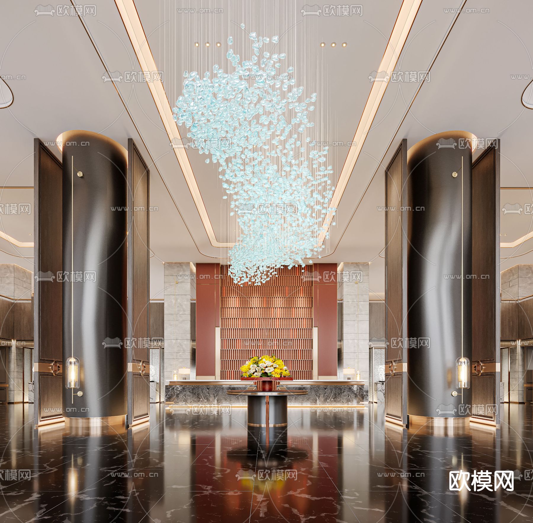 现代酒店大堂3d模型下载_ID12281303_3dmax免费模型-欧模网