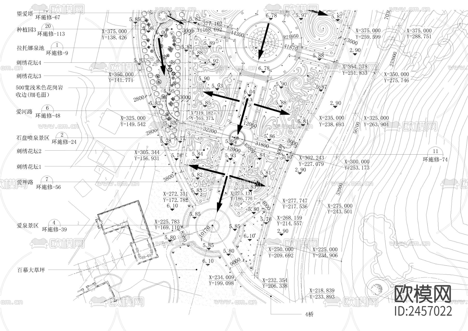 宫廷花园景观cad平面图下载（渲染图1）