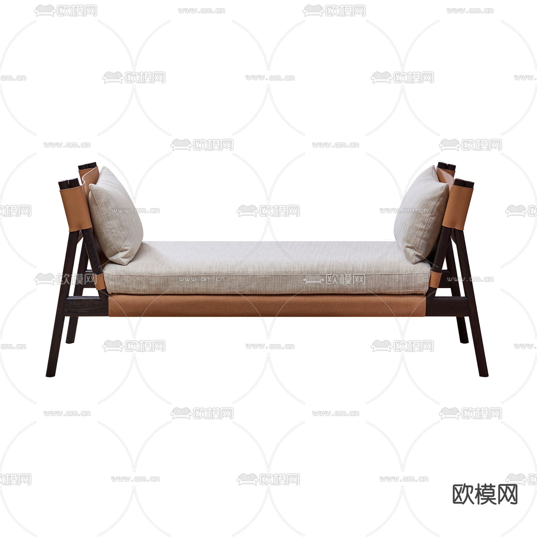 新中式极简布艺沙发凳免费3d模型下载