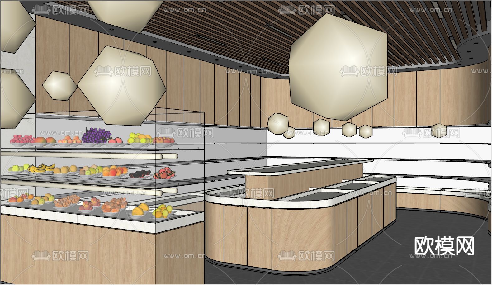 现代水果店su模型下载（渲染图3）